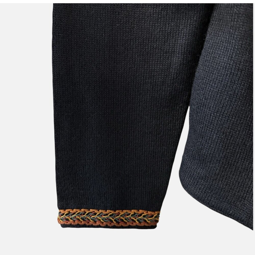 NWT 100% Peru Baby Alpaca Wool Embroidered Black Cardigan Sweater Women's size S - Picture 4 of 6
